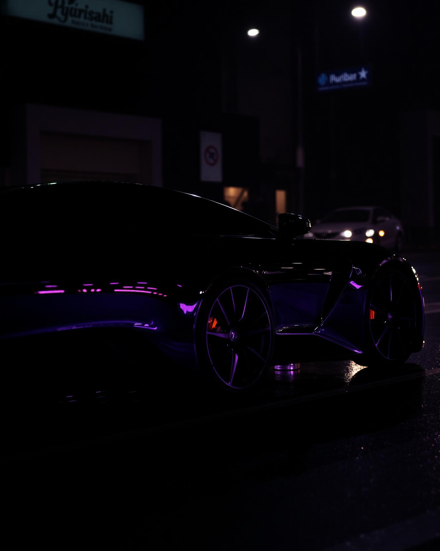 Luxury car at night
